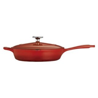 Tramontina 10 Cast Iron Covered Skillet   Red