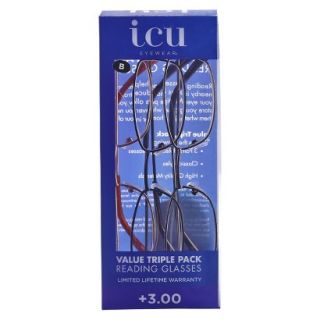 ICU 3 Pack Metal Reading Glasses   +2.5