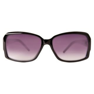 Womens Plastic Square Sunglasses with Open Accent On Temple   Black