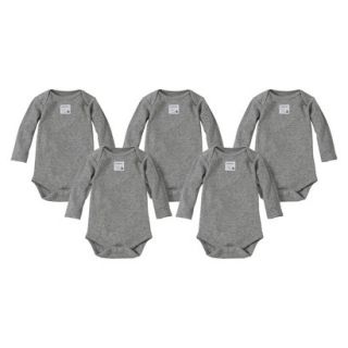 Burts Bees Baby Newborn Neutral 5 Pack Long sleeve Bodysuit   Grey 24 M