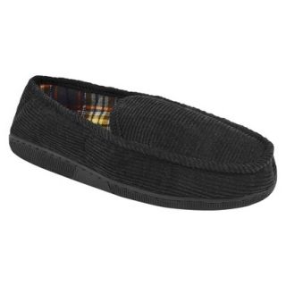 Mens MUK LUKS Corduroy Moccasin with Flannel Lining   Black 12.5