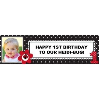 LadyBug Fancy 1st Birthday Personalized Photo Banner