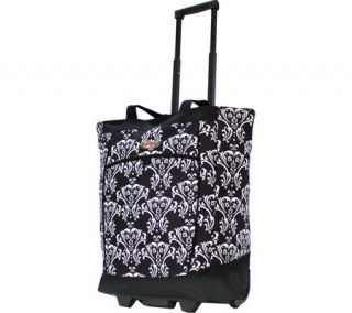Olympia Rolling Shopper Tote   Damask Black Shopping Bags