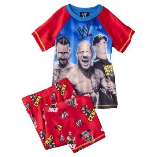 WWE Boys 2 Piece Short Sleeve Tee and Pant Pajama Set   Red M