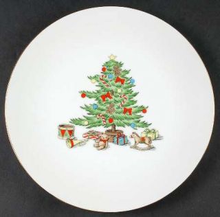 Tienshan Holiday Hostess (Trim, Gold Band) Coupe Salad Plate, Fine China Dinnerw