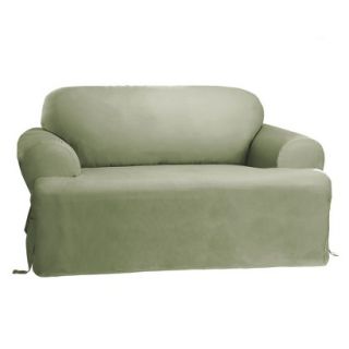 Sure Fit Cotton Duck T Cushion Loveseat Slipcover   Sage Green