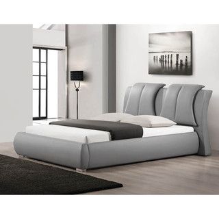 Baxton Studio Malloy Gray Modern Bed With Upholstered Headboard   Queen Size Grey Size Queen