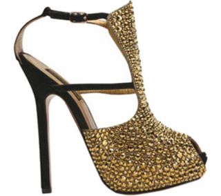 Womens Benjamin Adams London Laguna   Gold Glitter/Black Suede Heels