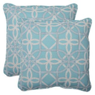 Outdoor 2 Piece Square Throw Pillow Set   Blue/Brown Keene