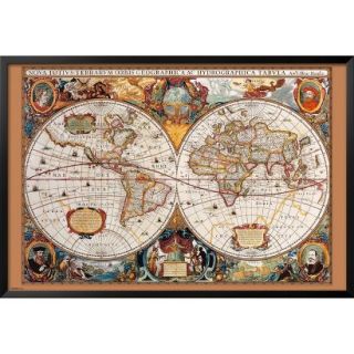 Art   17th Century World Map Framed Poster