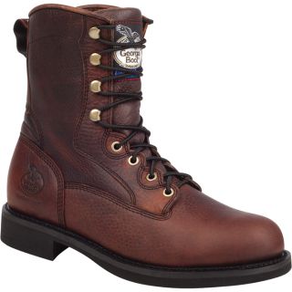 Georgia 8In. Carbo Tec Steel Toe Lacer Work Boot   Dark Brown, Size 9 Wide,
