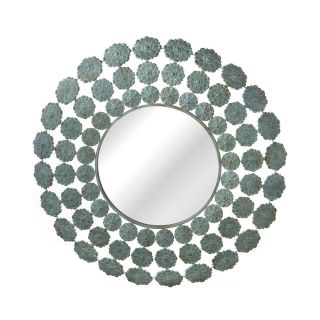Round Flower Wall Mirror, Turquoise