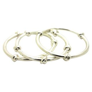 Womens Three Piece Bangle Bracelets with Knot Shaped Stations   Silver