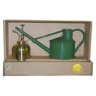 Haws Spray & Sprinkle Gift Set with 1 pint Watering Can & Brass Mister
