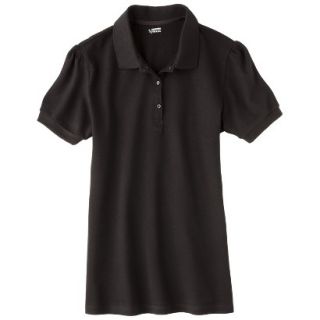 French Toast Girls School Uniform Short Sleeve Fitted Polo   Black L