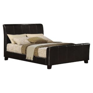Eastern King Bed Selena Faux Leather Bed   Brown