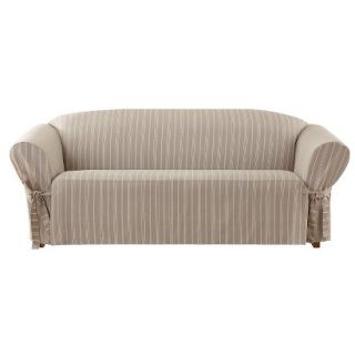 Sure Fit Grainsack Stripe Sofa Slipcover   Linen