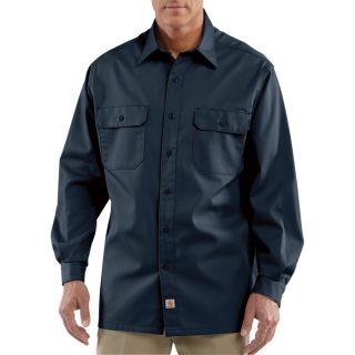 Carhartt Long Sleeve Twill Work Shirt   Navy, 3XL Tall, Model S224