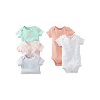 Carters Balloon 5 pk. Short Sleeve Bodysuits   Girls newborn 24m, Coral