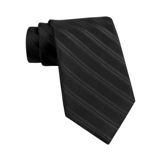 CLAIBORNE Tonal Stripe Silk Tie, Black, Mens