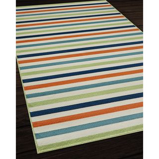 Indoor/outdoor Multi colored Striped Rug (23 X 46)