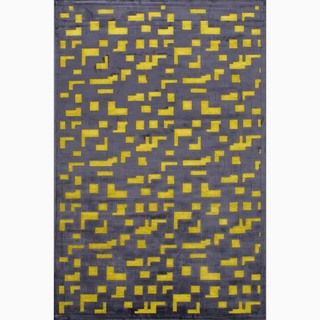 Handmade Black/ Yellow Art Silk/ Chenille Modern Rug (76 X 96)