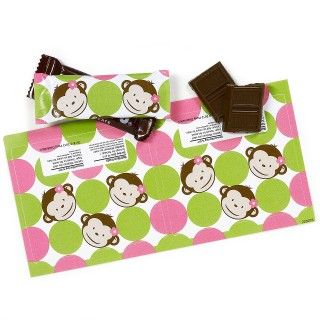 Pink Mod Monkey Small Candy Bar Wrappers