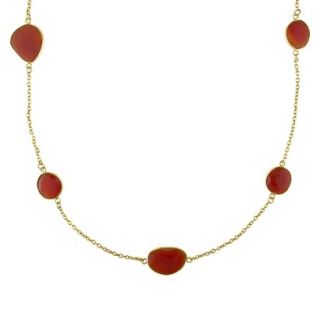 22K Yellow Gold Plated 42.0 CT.T.W Carnelian Gem By The Yard Necklace (36)