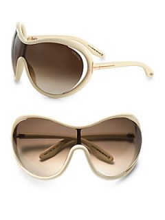 Tom Ford Eyewear Grant Oversized Round Shield Sunglasses/Horn   Horn