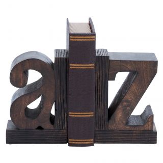 A To Z Artisan Hand carved Wood Bookends