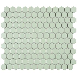 Somertile 10.25x11.75 in Victorian Hex Light Green Porcelain Mosaic Tile (pack Of 10)