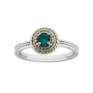 Two Tone Lab Created Emerald Ring, Green/White, Womens