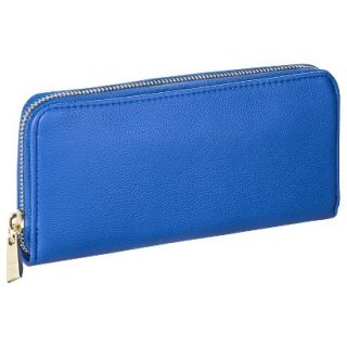 Merona Solid Zip Around Wallet   Blue