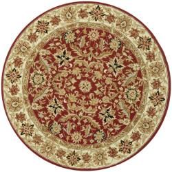 Hand hooked Chelsea Fall Tabriz Red Wool Rug (56 Round)