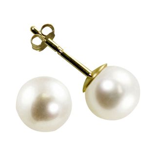 Certified Sofia Cultured Freshwater Pearl 5 5.5mm 10K Gold Stud Earrings, Womens