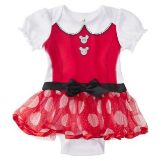 Disney Newborn Girls Minnie Mouse Skirted Bodysuit   Red 0 3 M