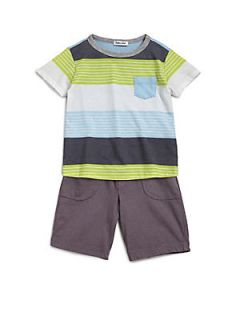 Splendid Infants & Little Boys Striped Slub Jersey Tee & Shorts Set   Grey 