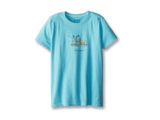 Life is good Kids Jackie Dock Fish Crusher Tee Girls T Shirt (Blue)