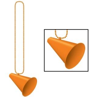 Beads with Megaphone Medallion   Orange