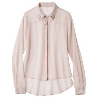 Xhilaration Juniors Studded Collar Button Up Shirt   Bare Pink M(7 9)