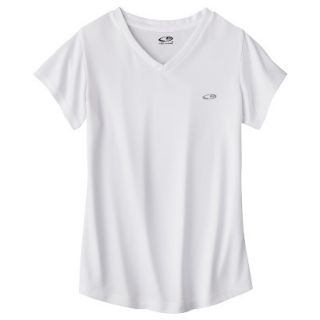 C9 by Champion Girls Duo Dry Short Sleeve V  Neck Tech Tee   White S