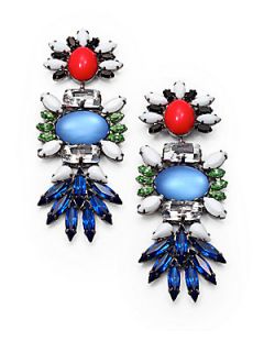 DANNIJO Swarovski Crystal Drop Earrings   Blue Green