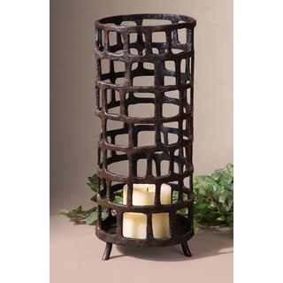 Arig Aged Black Metal Candleholder