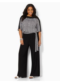 Catherines Plus Size Houndstooth Jumpsuit   Womens Size 0X, Black