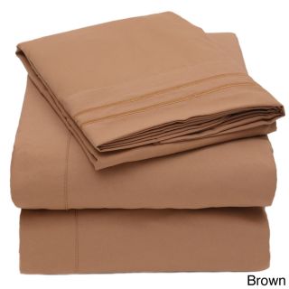 Bed Bath N More Embroidered 4 piece Bed Sheet Set Brown Size King