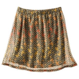 Mossimo Supply Co. Juniors Chiffon Crinkle Skirt   Green Print L(11 13)