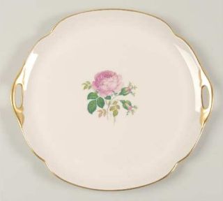 Pickard Maria Handled Cake Plate, Fine China Dinnerware   Roses Rim&Center,Gold
