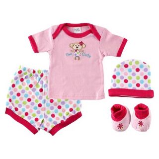Luvable Friends Newborn Girls 4 Piece Playtime Layette Gift Set   Pink 0 6 M
