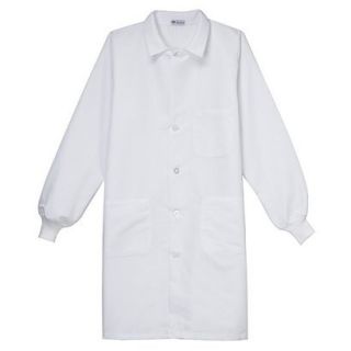 Medline Unisex Staff Length Lab Coat with Knit Cuff Sleeves   White (LG)