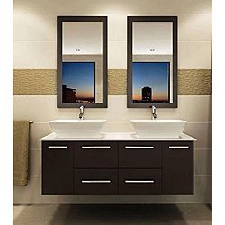 Kokals 60 inch Double Vanity Wall Mount Cabinet With Mirror And Faucets